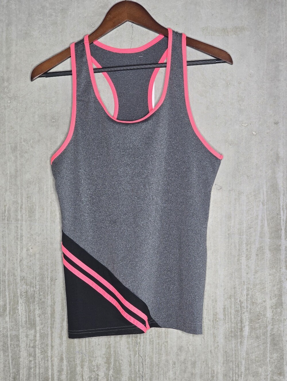Legging Park Gray with Neon Pink Trim Tank Top Size L/XL